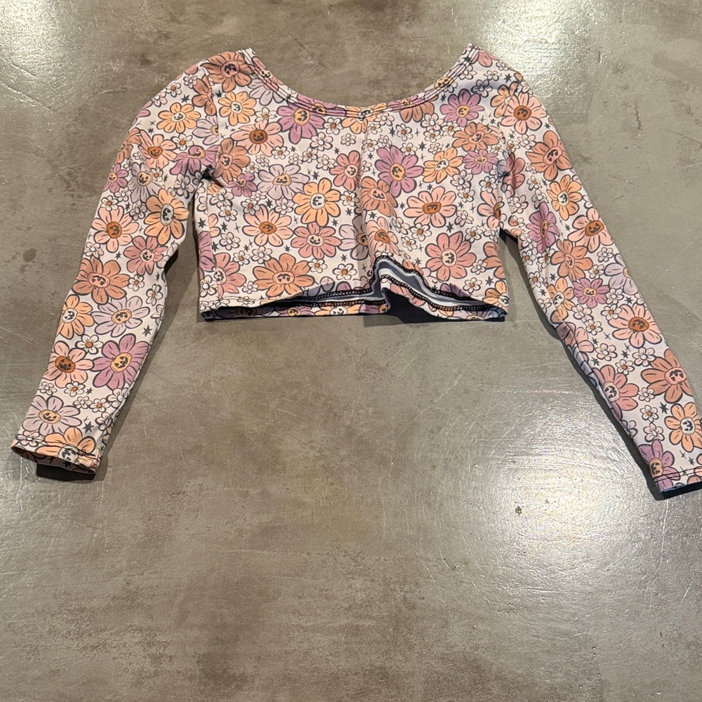 Floral Pink and Orange with Pumpkins Crop Top